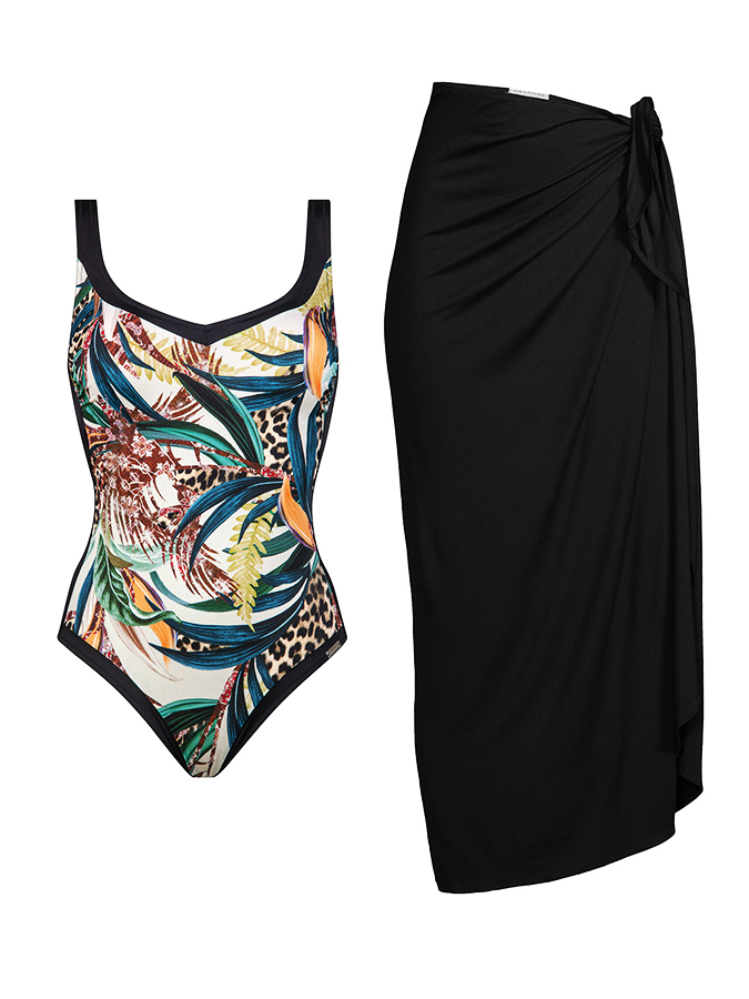 Leopard Print One Piece Swimsuit and Cover Up