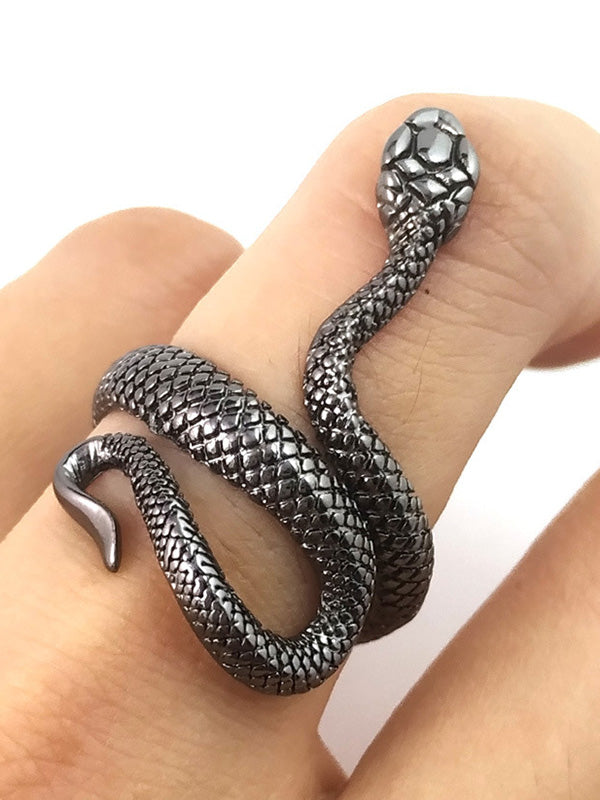 soumake men python ring retro opening adjustable... Vintage Asymmetric Silvering Snake Ring