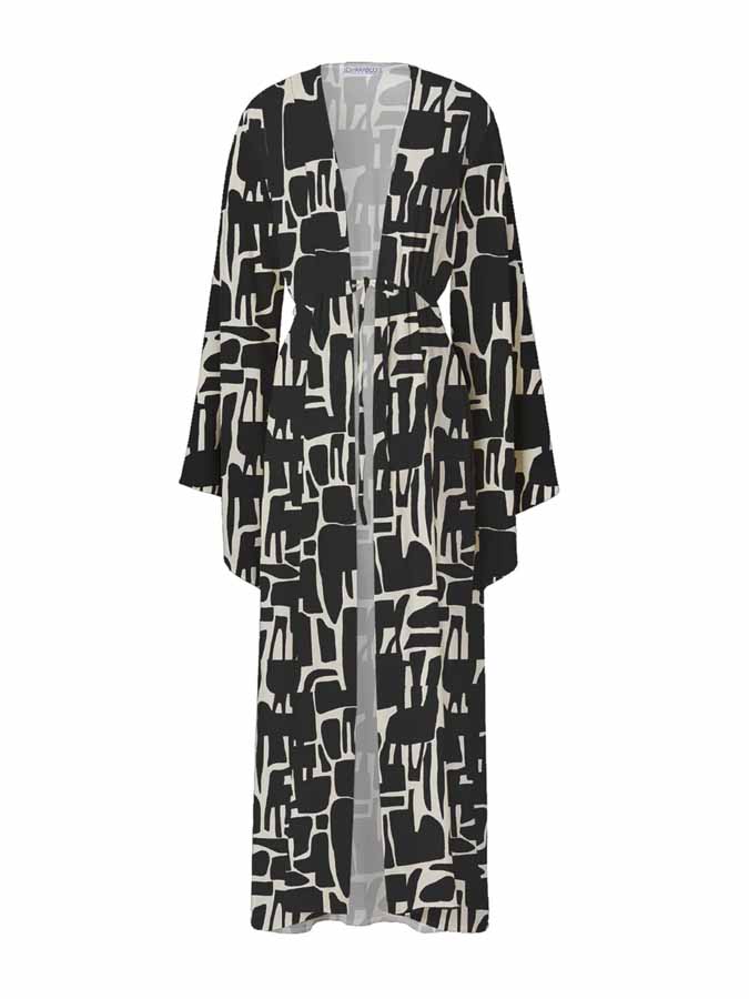 Geometric Print Ruffle One Piece Swimsuit And Cover Up
