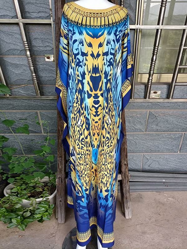 Sexy V-Neck Animal Print Loose Split-Side Cover-Up Swimwear