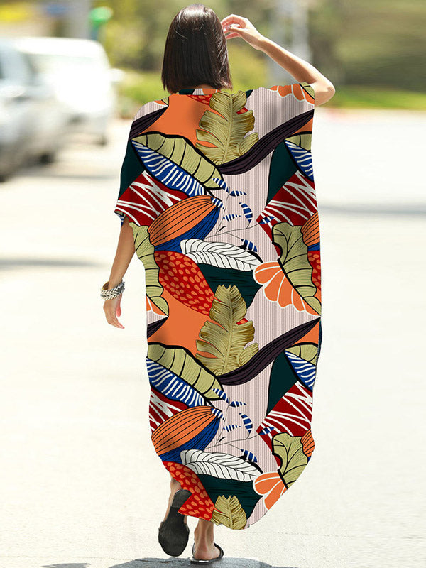 Floral Loose Pocket Cardigan Vacation Beach Cover-Up Swimwear