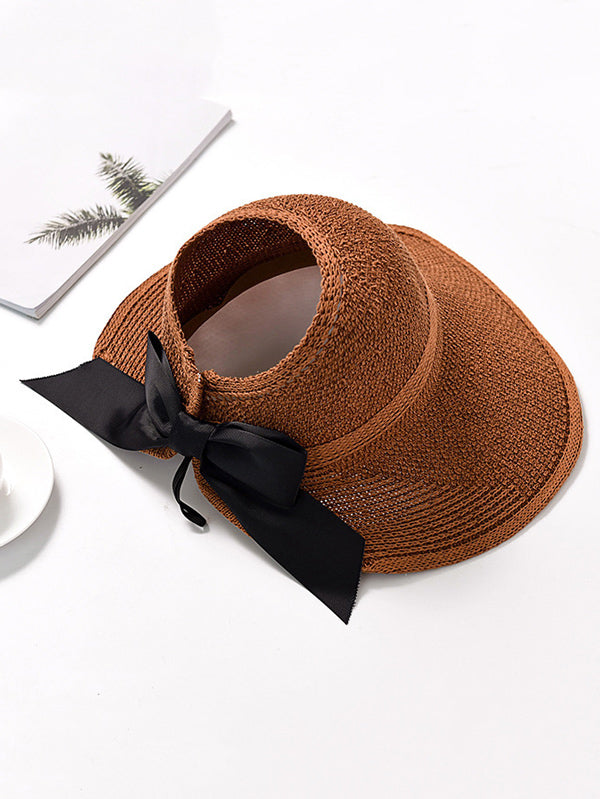 Solid Color Sunscreen Straw Woven Breathable Adjustable Hat