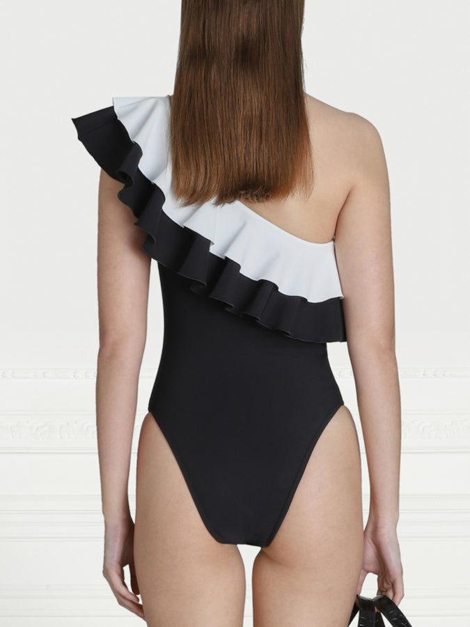 Fashion Colorblock Ruffle Swimsuit