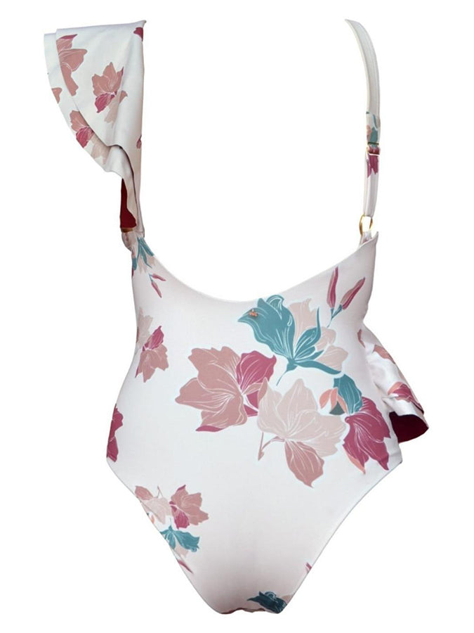 Printed Ruffle One Piece Swimsuit