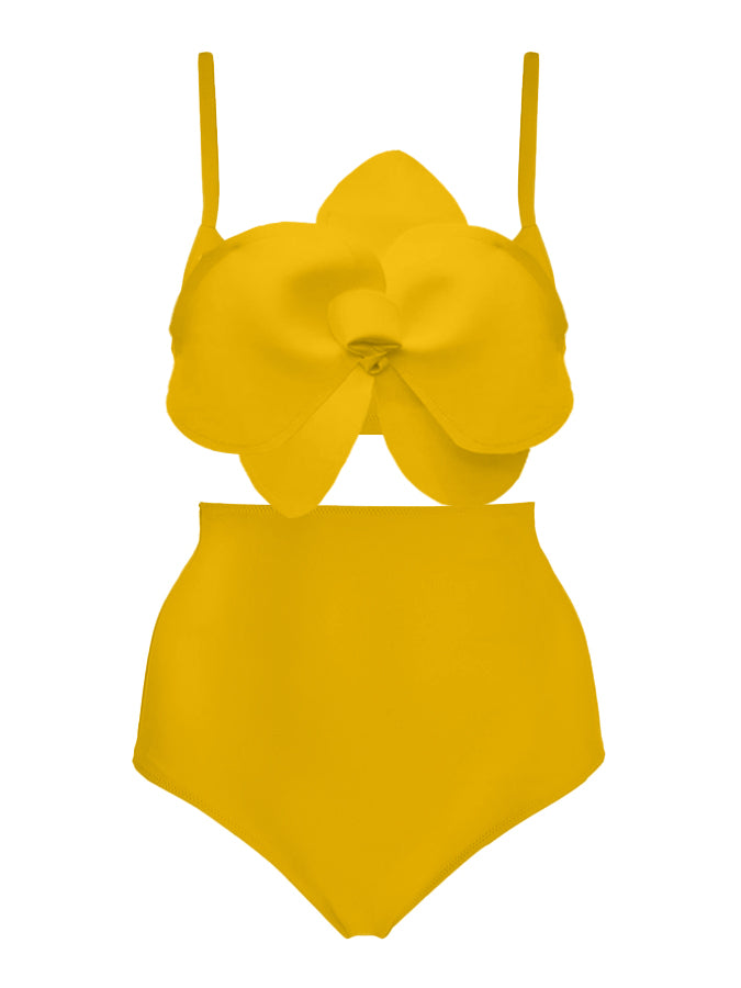Solid Color Petal Fashion Bikini Swimsuit