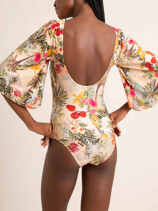 Deep V Neck Print Fashion One Piece Swimsuit