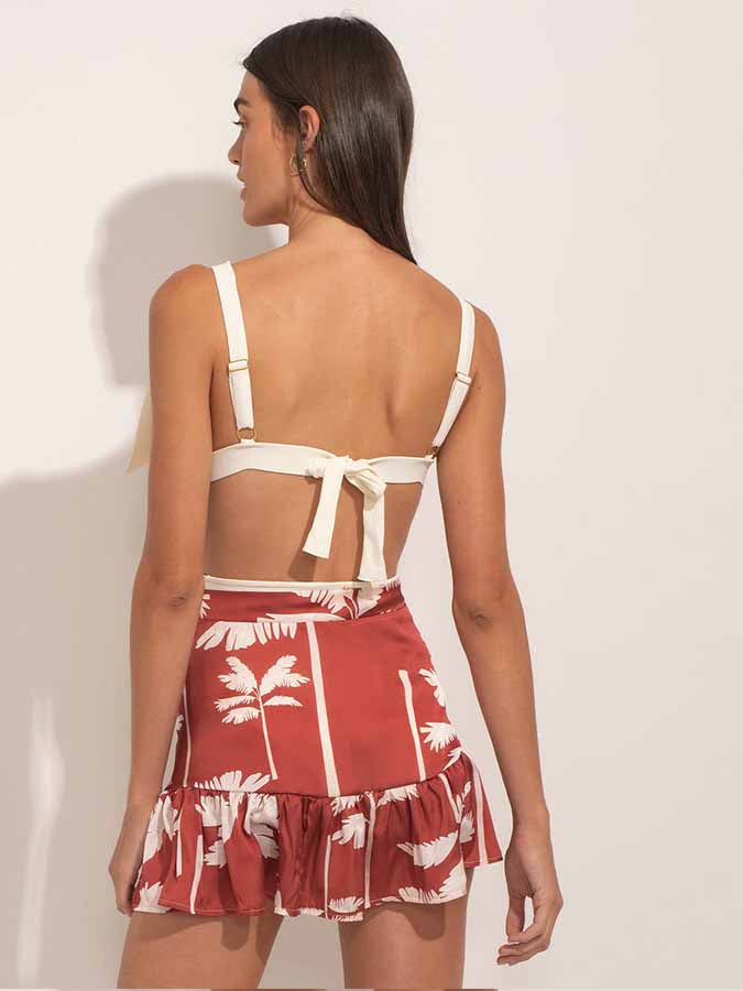 Solid Color Fashion Bikini and Skirt