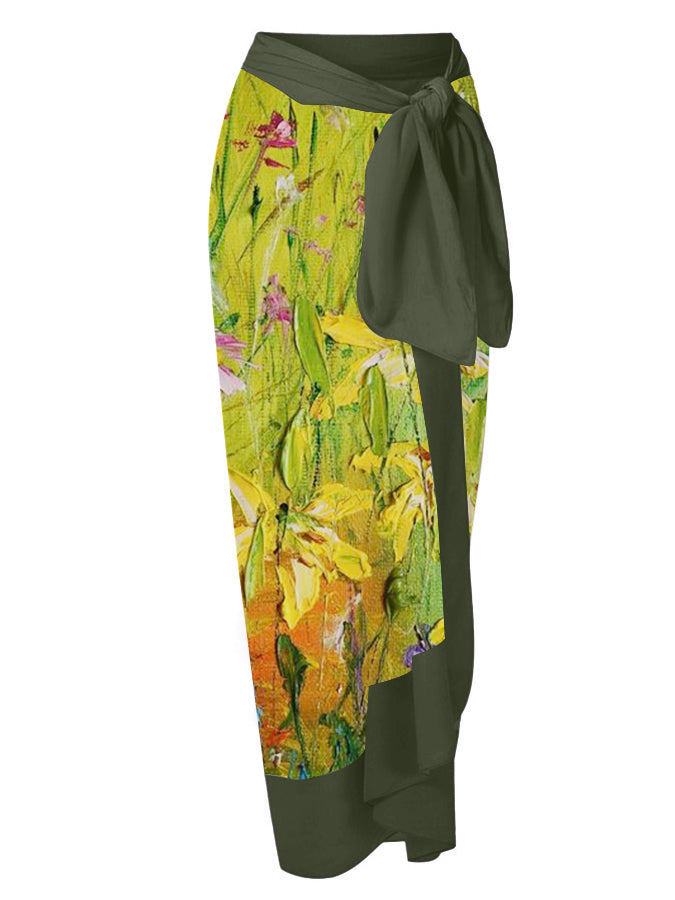 Fashion Floral Oil Print Swimsuit and Cover Up