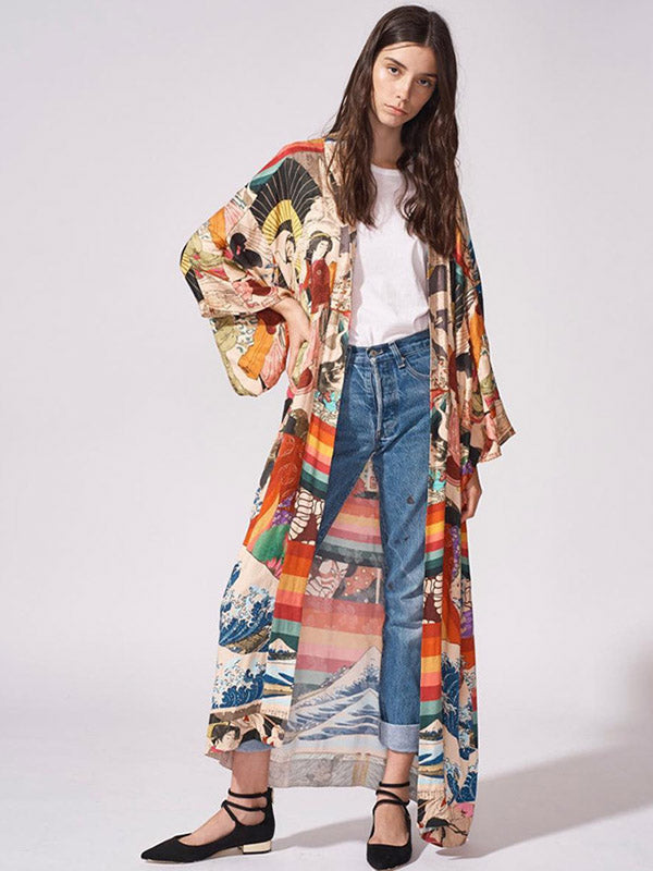 Quick-Drying Kimono Printing Loose Cardigan Cover-Up Swimwear