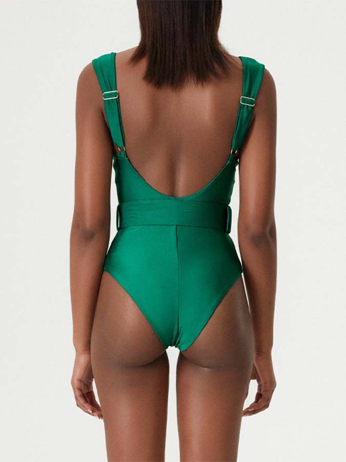 Emerald Lconic Sling Belt One Piece Swimsuit and Sarong