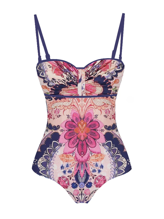 Fashion Printed Backless One Piece Swimsuit