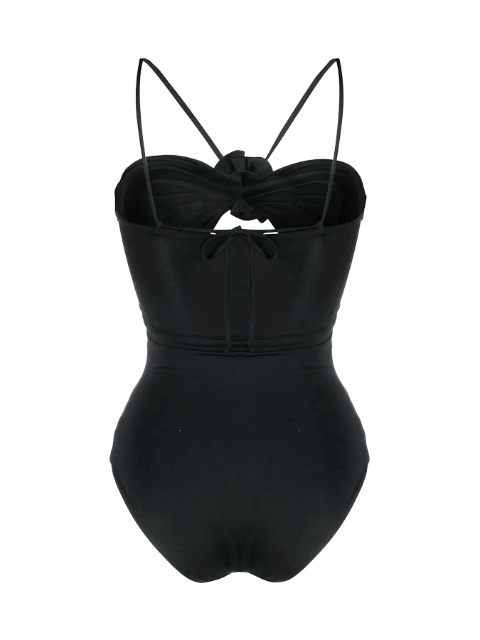 Plain Wrap Rose Embellished Camisole Casual One Piece Swimsuit And Cover Up