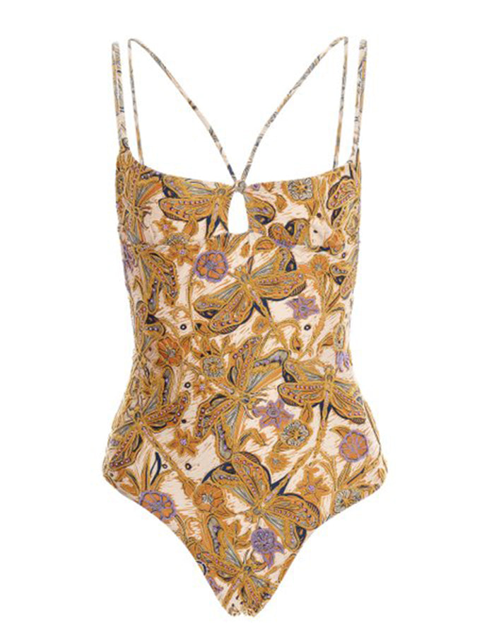 Printed Cutout Tie One Piece Swimsuits & Coverups