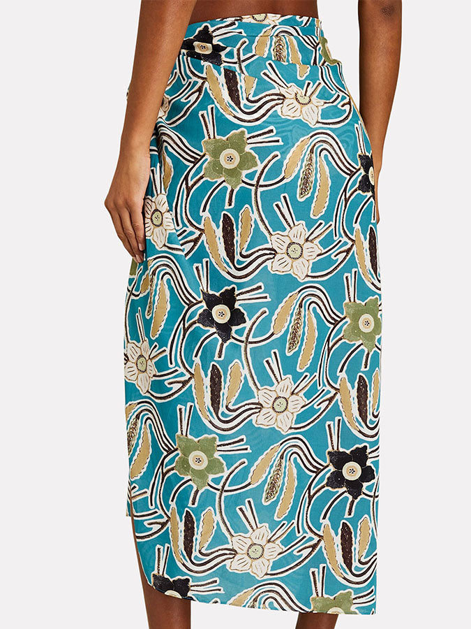 Trendy Blue Printed Swimsuit Set