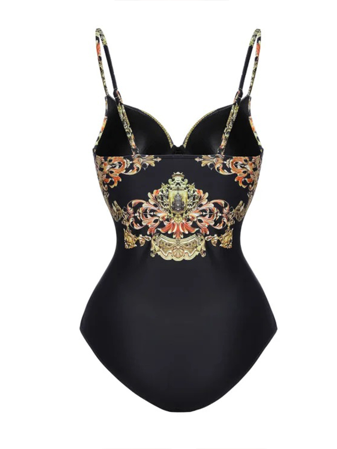 Ruffle Printed One Piece Swimsuit and Cover Up