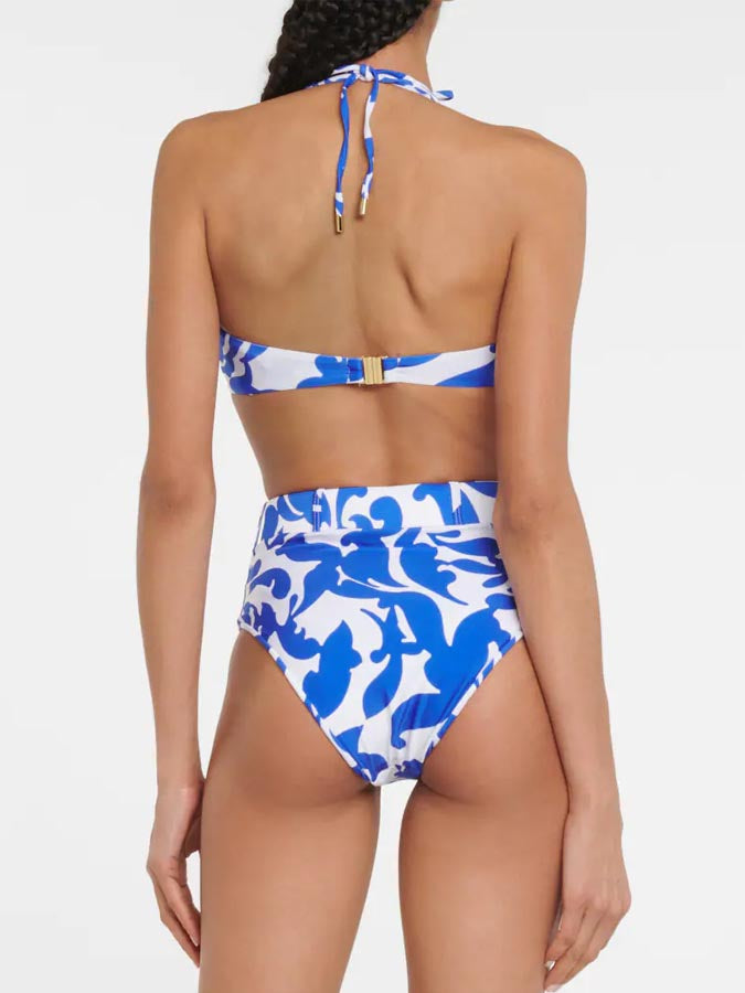Blue Printed Swimsuit Set and Coverup