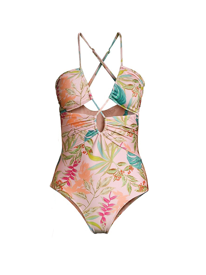 Floral Print One Piece Swimsuit and Cover Up