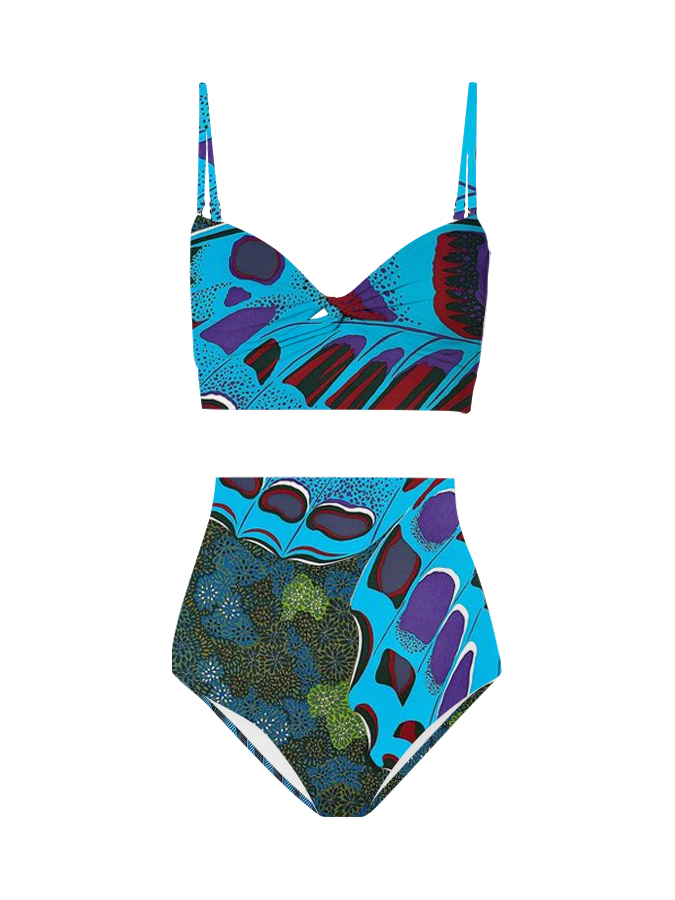 Vintage Butterfly Floral Print One Piece Swimsuit And Cover Up