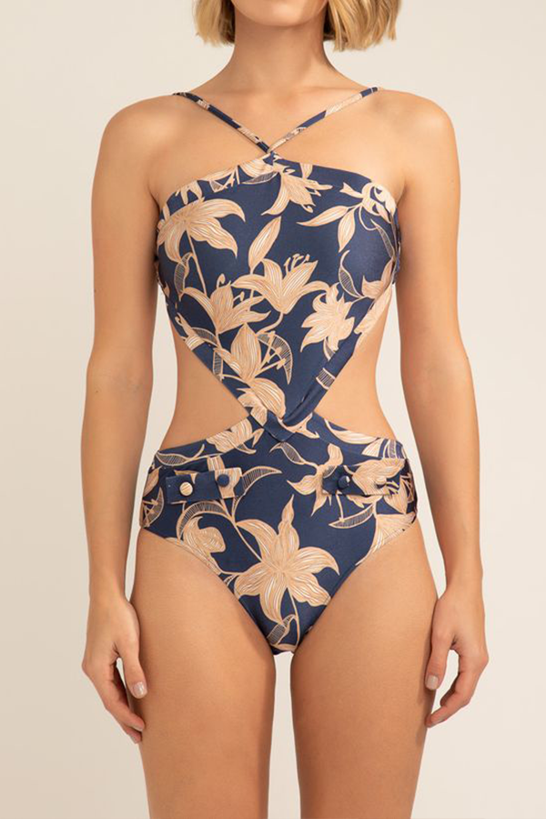 Sexy Cutout Halter One Piece Swimsuit