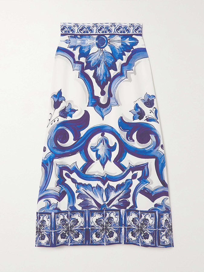 Fashion Vintage Print Bikini Swimsuit Set And Skirt