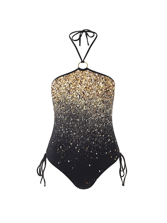 Star Print One Piece Swimsuit And Cover Up