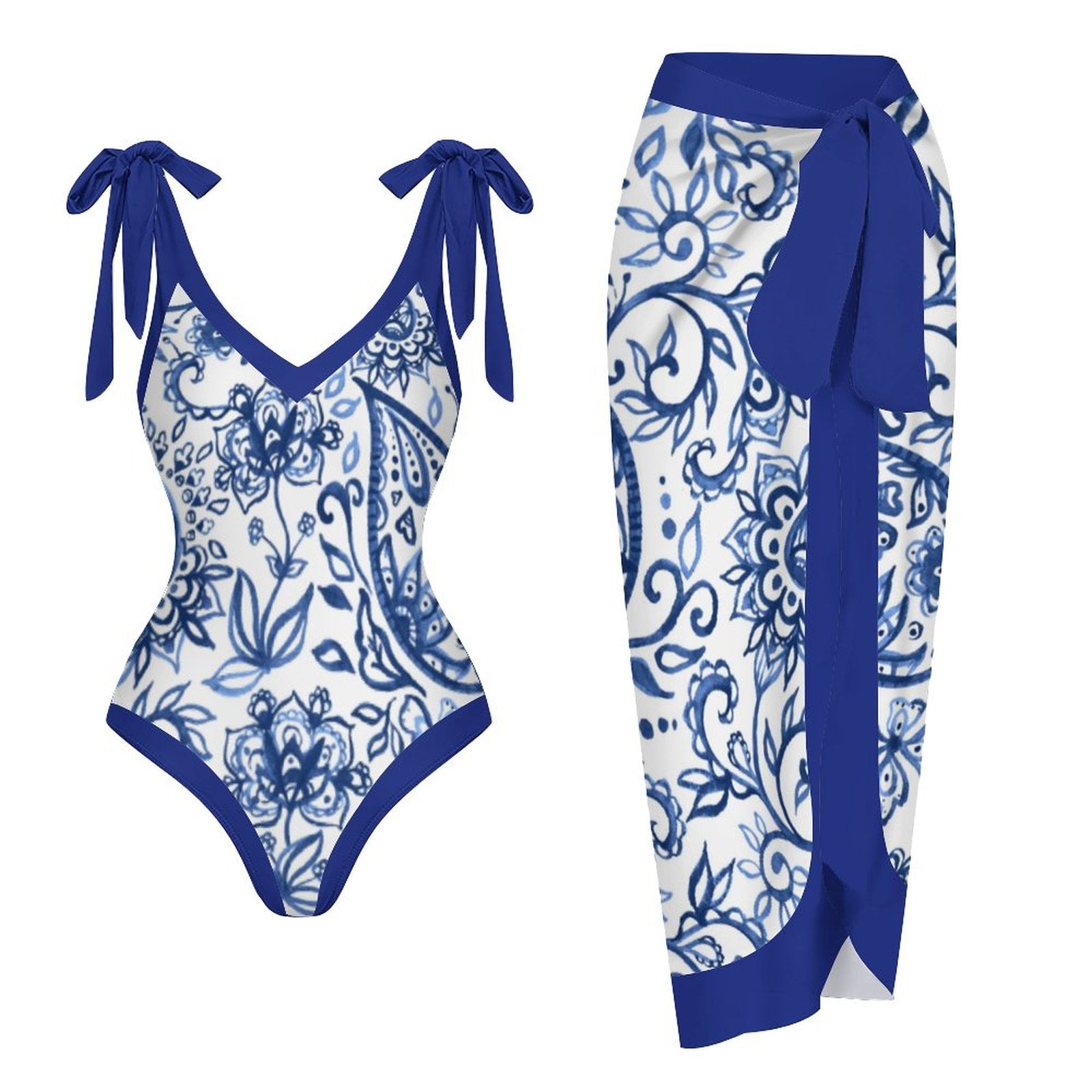 Casual Printed One-Piece Swimsuit And Cover Up 2305102392