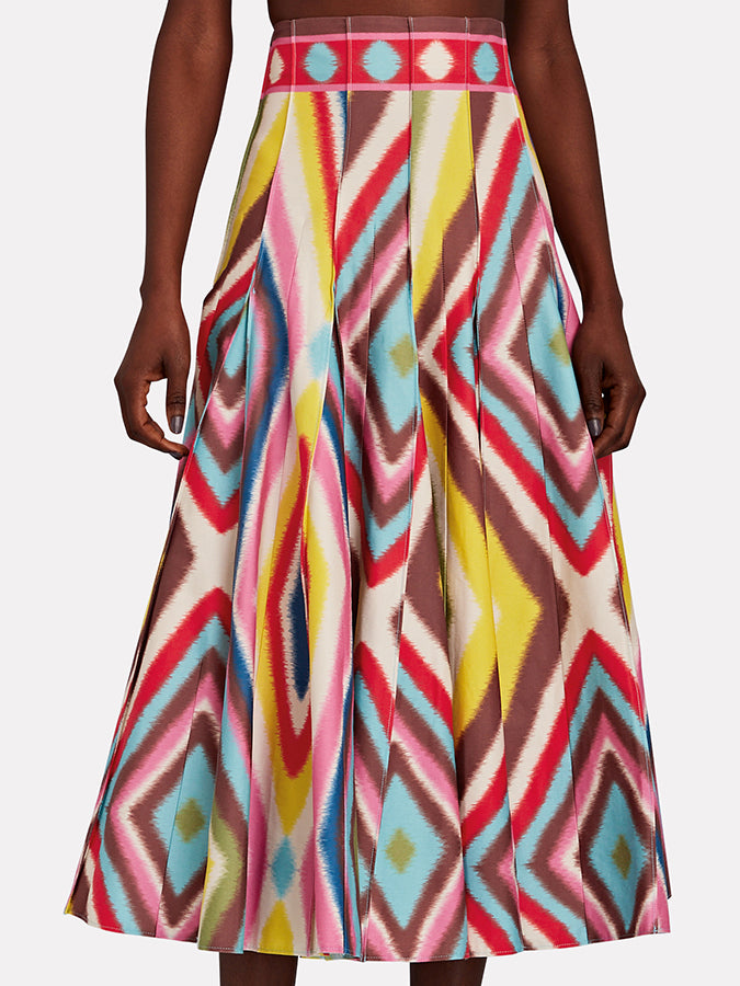 Fashion Colorblock Print Bikini Set And Skirt