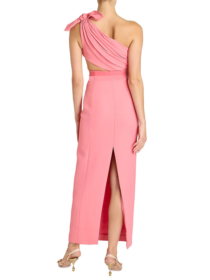 Plain One Shoulder One-Piece Swimsuit And Cover Up