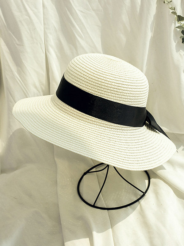 Sunscreen Straw Bow-Knot Woven Breathable Foldable Beach Hat