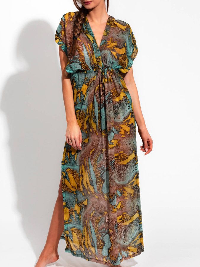 Vintage Snake Print One-Piece Swimsuit And Cover up