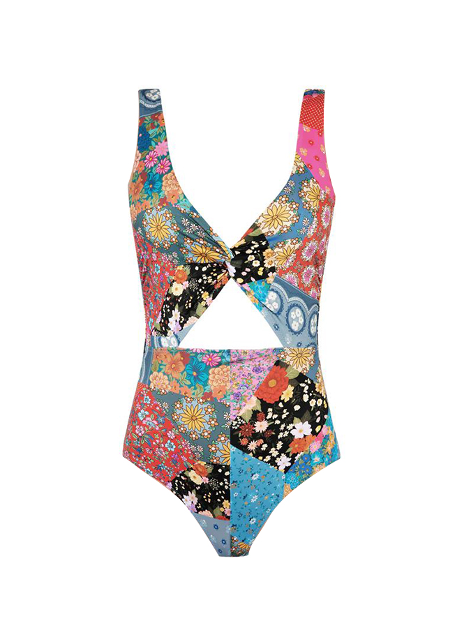 Bohemian print bikini swimsuit and cover up