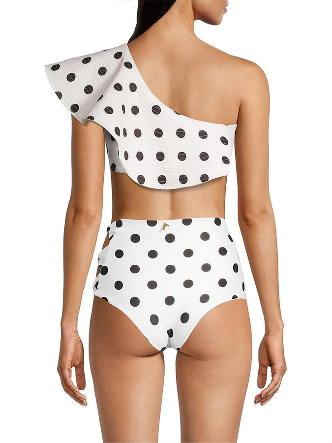 Polka Dot Print Fashion Ruffle Split Swimsuit