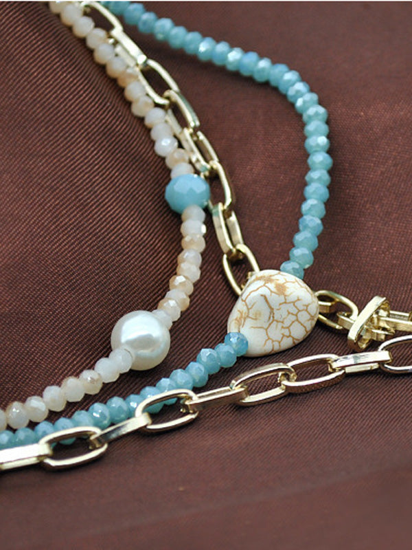 Punk Style Beaded Clavicle Fashion Multi-Layer Necklace