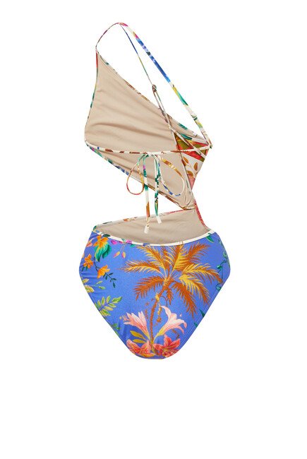 Floral Cutout One-Shoulder One-Piece Swimsuit