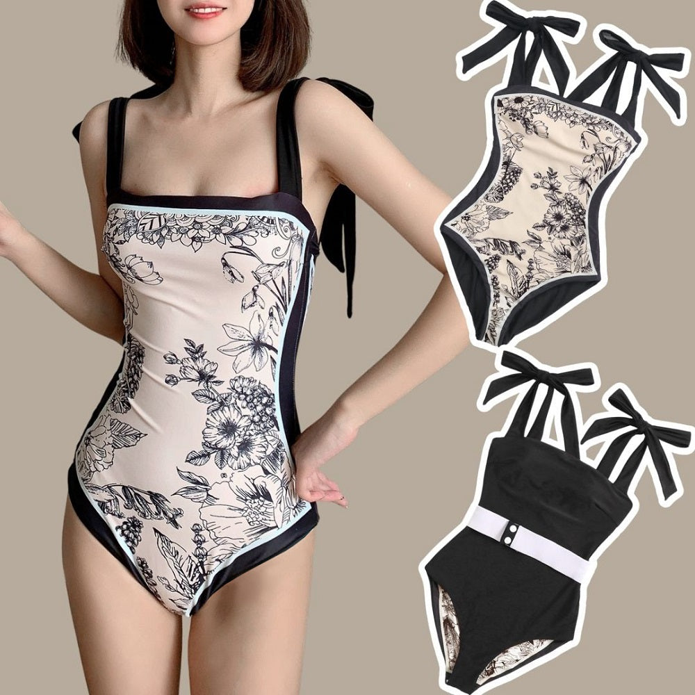 Reversible Bowknot Tie-shoulder One Piece Swimsuit