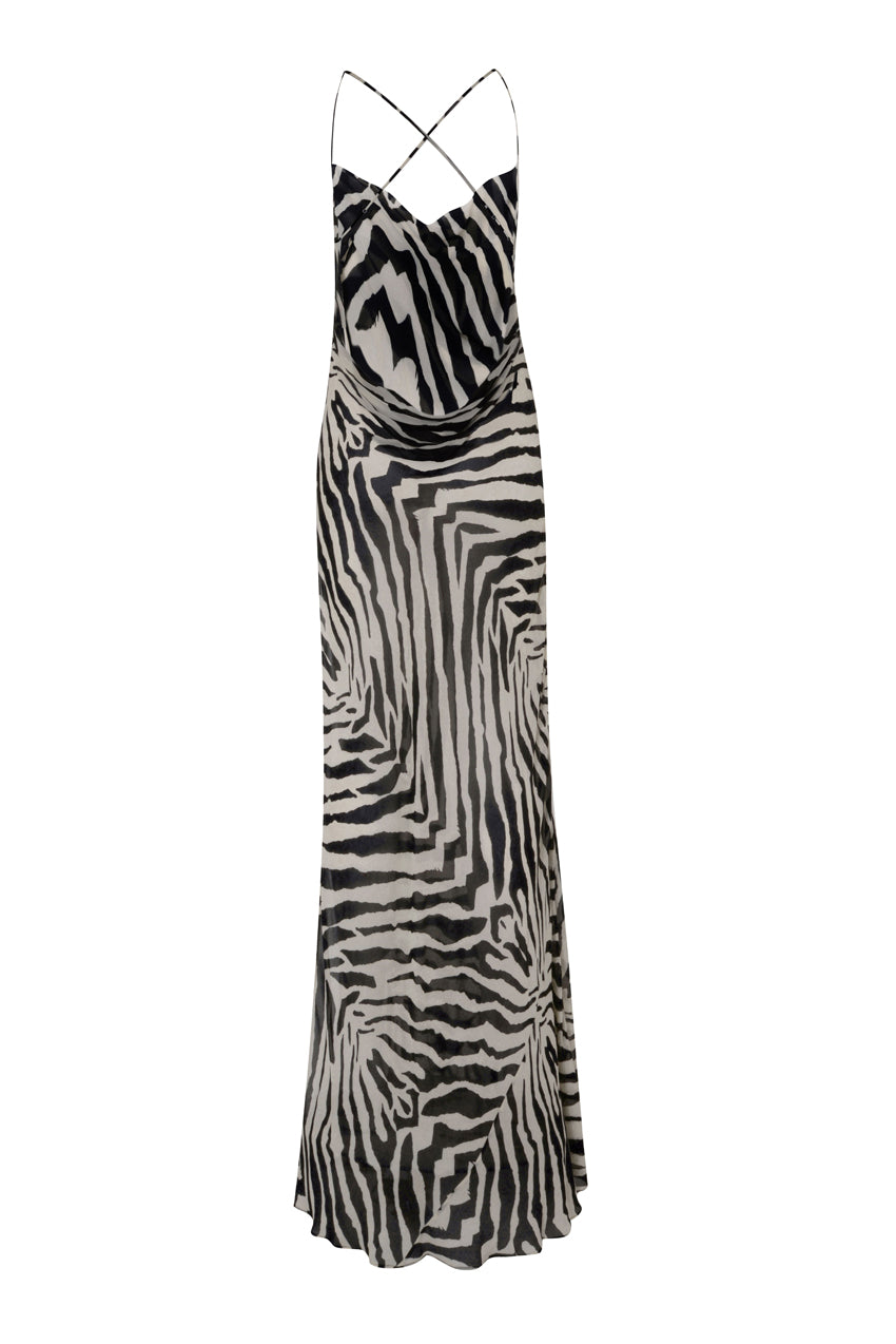 Zebra-print Floor-skimming Maxi Dress