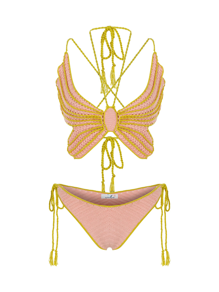 Crochet Butterfly Halter Bikini Set
