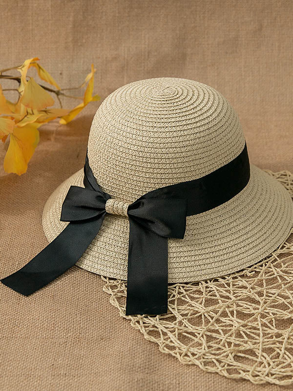 Sunscreen Straw Bow-Knot Woven Breathable Foldable Beach Hat