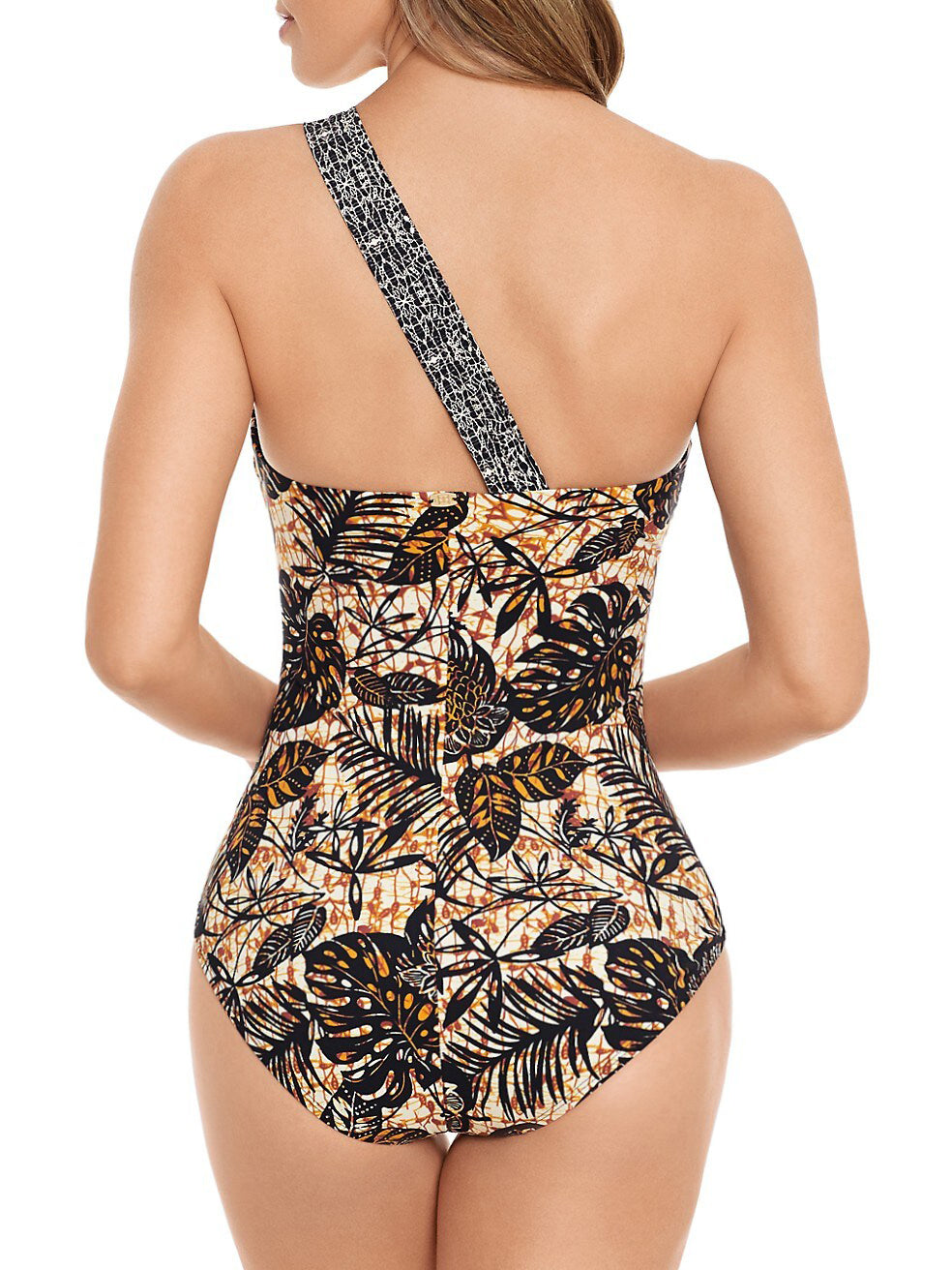 Printed one-shoulder fashion swimsuit