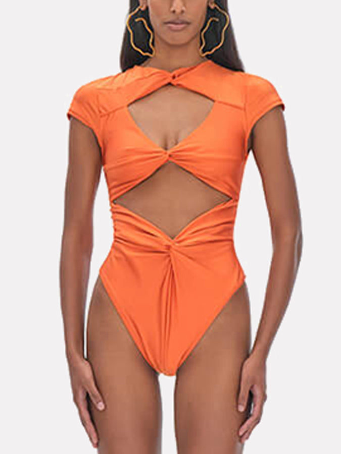Fashion Solid Color One Piece Swimsuit