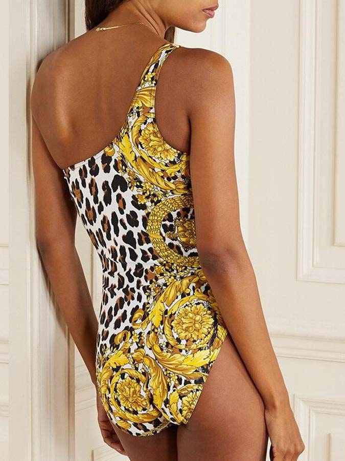 One-Shoulder Print Fashion One-Piece Swimsuit