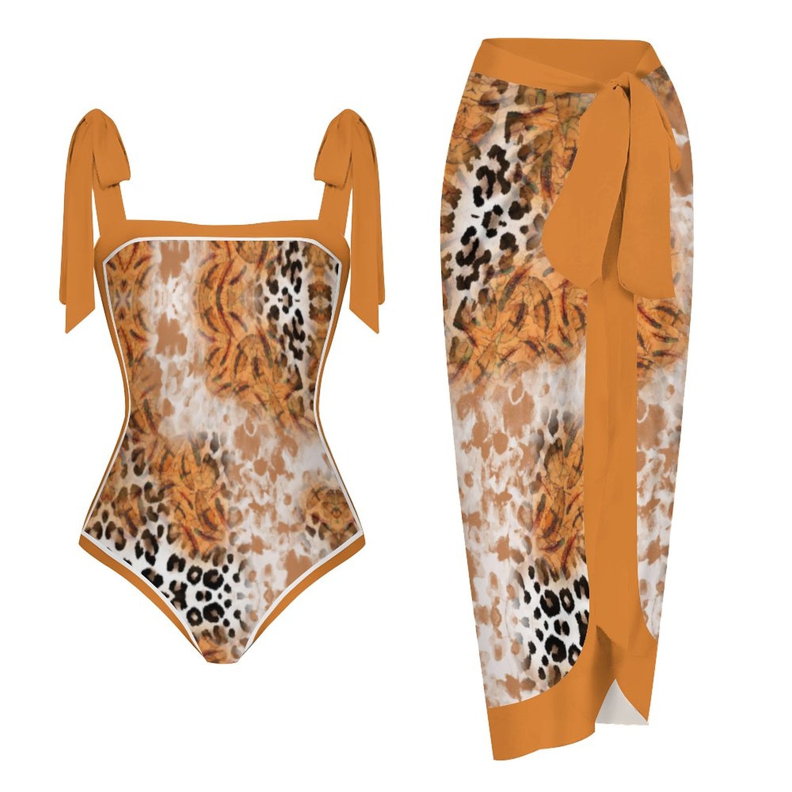 Fashion Printed One Piece Swimsuit And Cover Up 2305104443