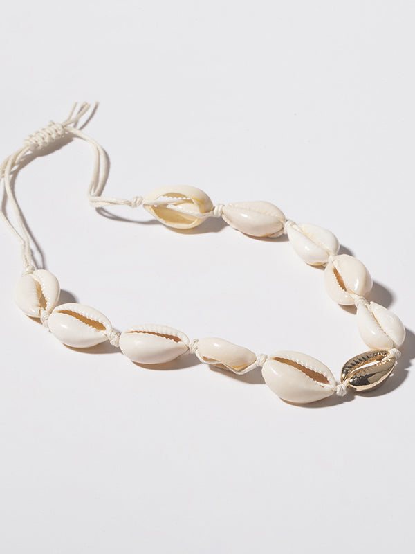 Personalized Ethnic Beaded Shell Double Layer Set Necklace