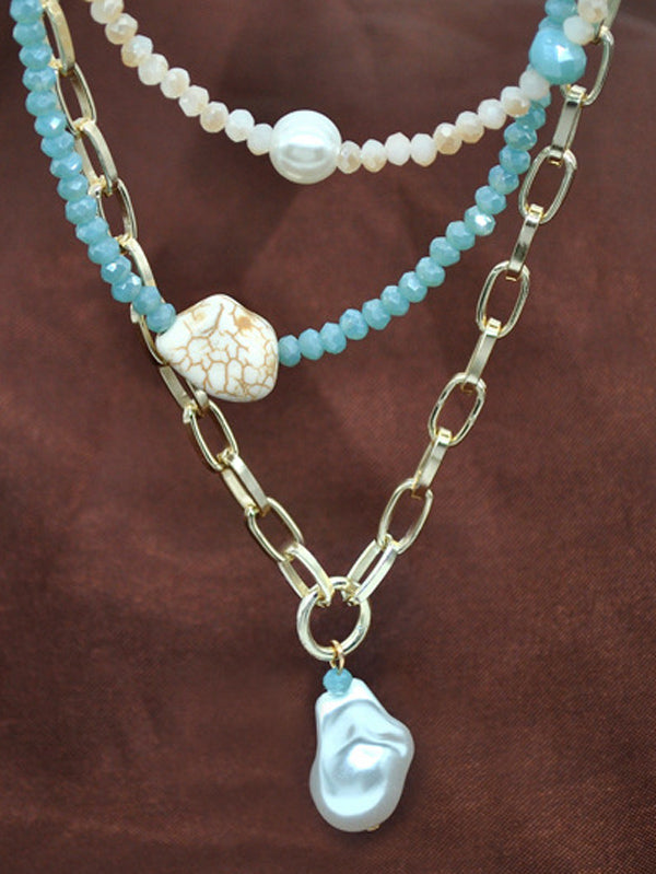 Punk Style Beaded Clavicle Fashion Multi-Layer Necklace