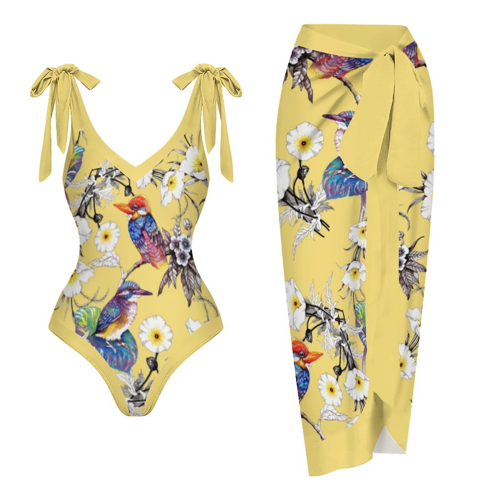 Casual Printed One-Piece Swimsuit And Cover Up 2305102752