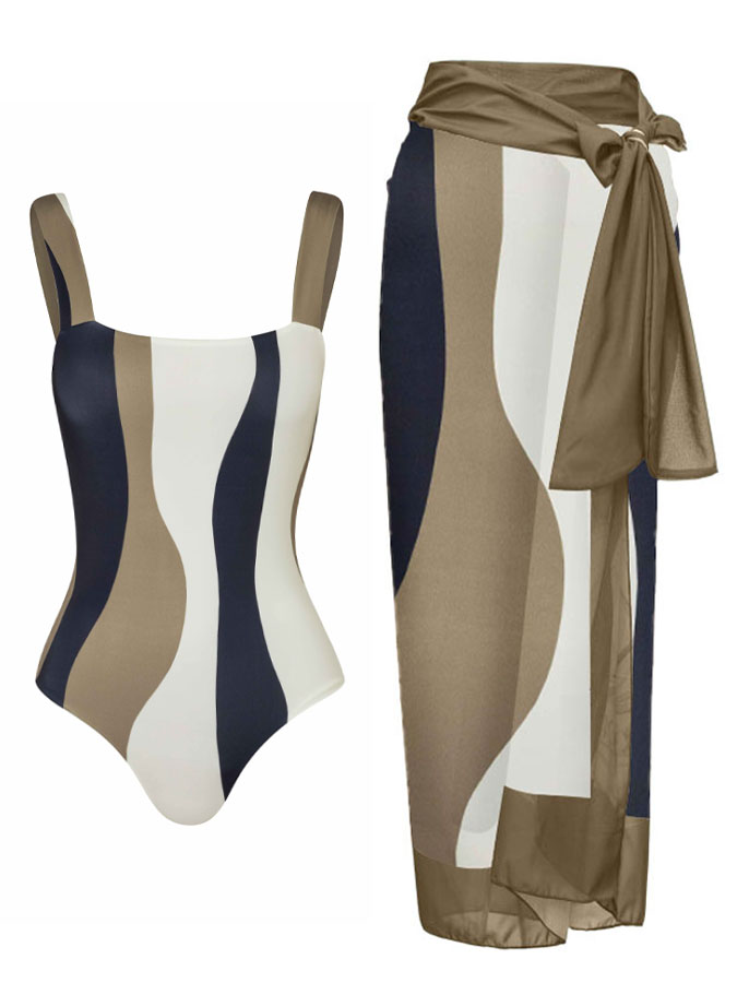 Fashion Simple Printed One-Piece Swimsuit