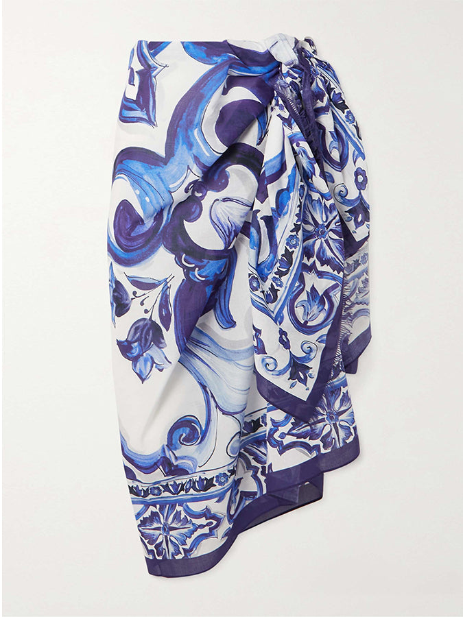 Fashion Vintage Print Bikini Swimsuit Set And Skirt