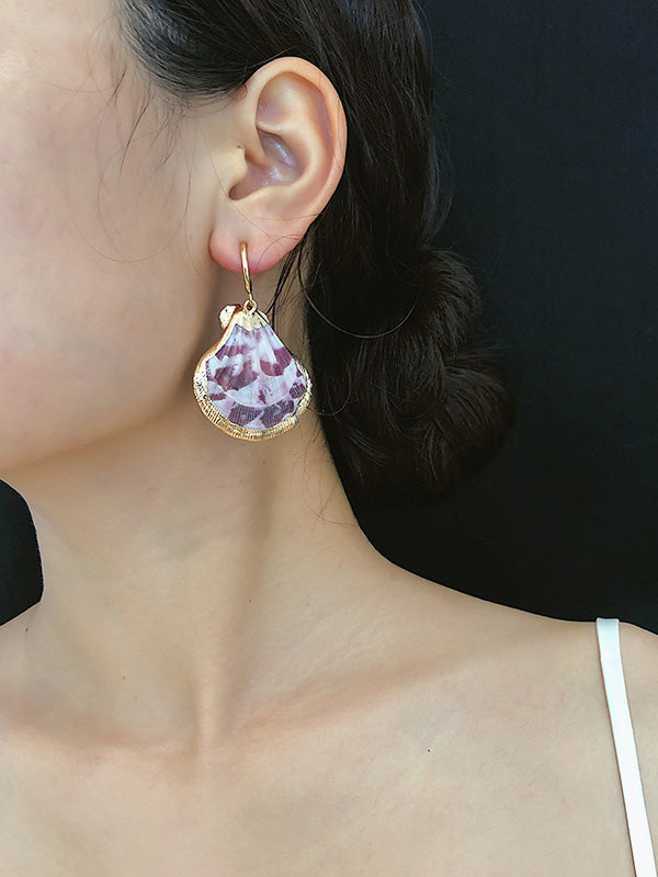 Creative Geometric Scallop Shell Pendant Earrings