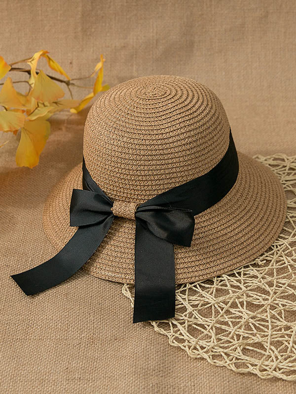 Sunscreen Straw Bow-Knot Woven Breathable Foldable Beach Hat