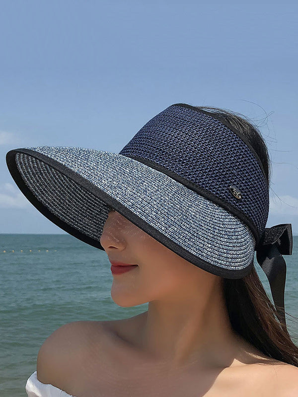 Solid Color Sunscreen Straw Woven Breathable Foldable Cap
